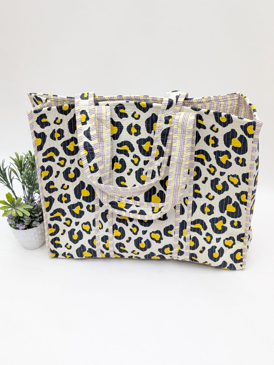 Quilted Tote Bag without zip - 17x18x 6 inches