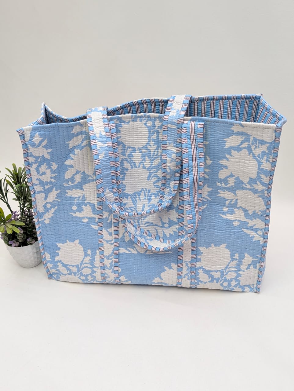 Quilted Tote Bag without zip - 17x18x 6 inches