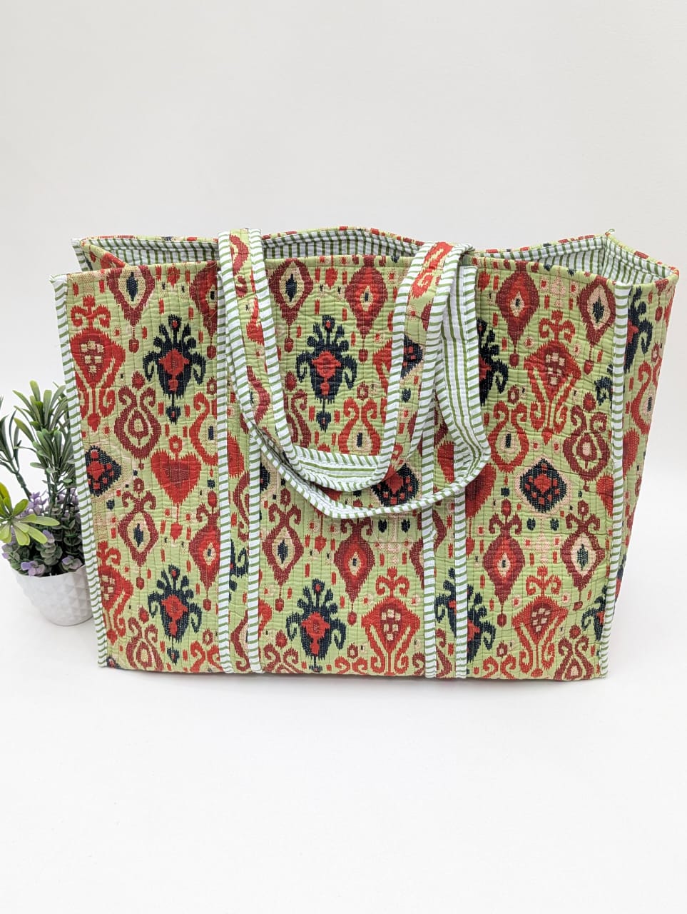 Quilted Tote Bag without zip - 17x18x 6 inches