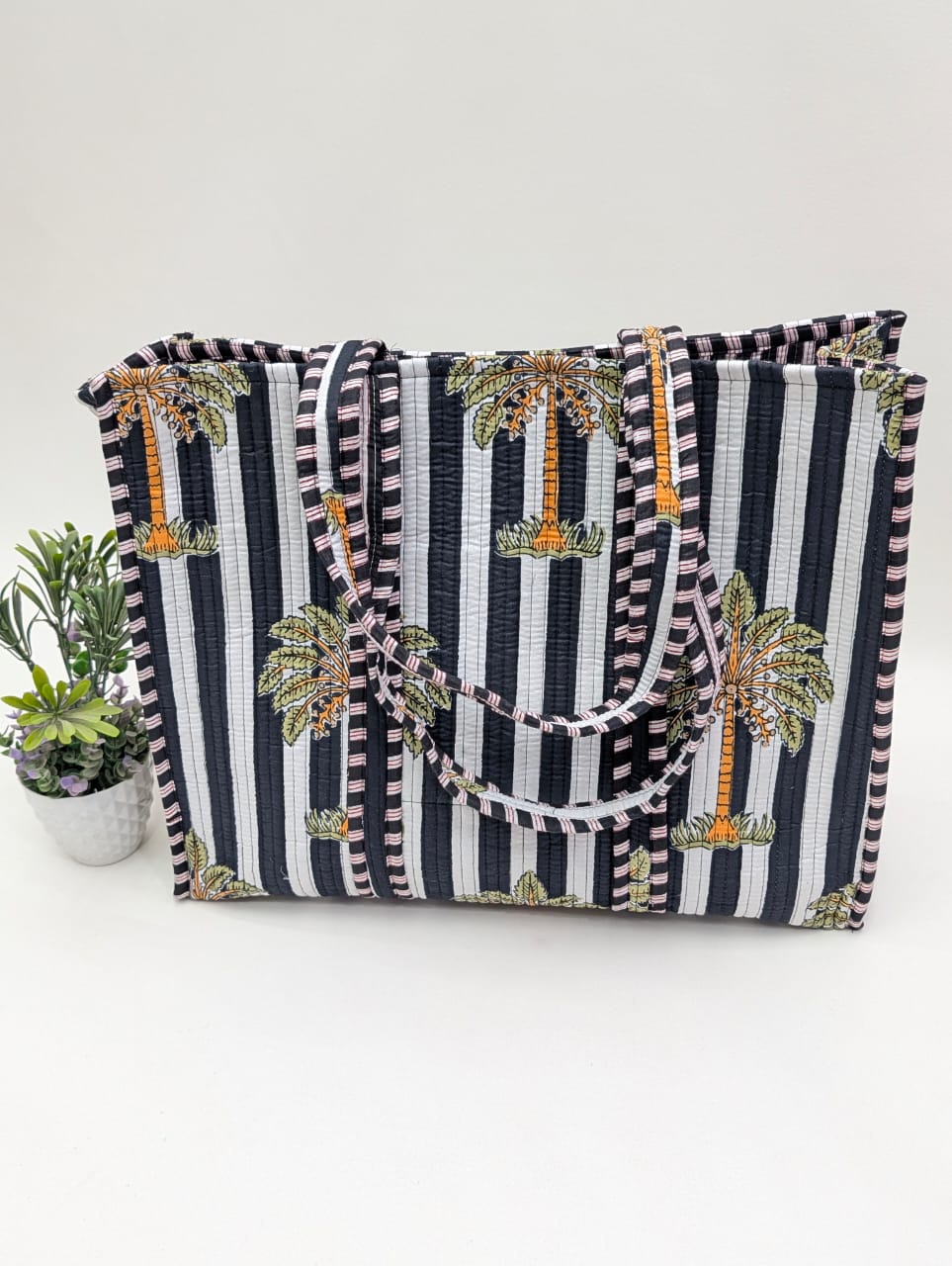 Quilted Tote Bag without zip - 17x18x 6 inches