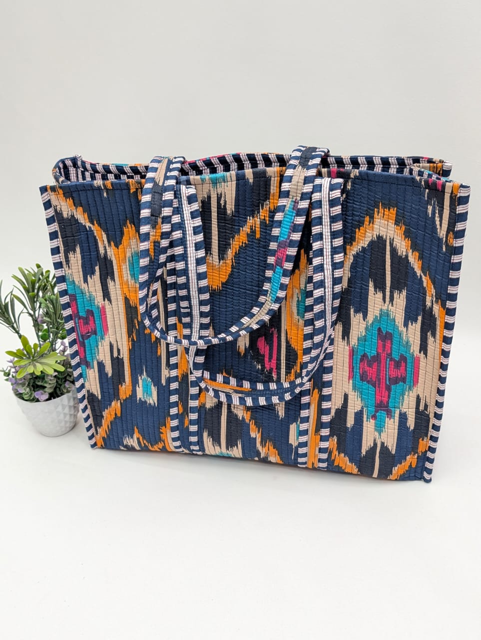 Quilted Tote Bag without zip - 17x18x 6 inches