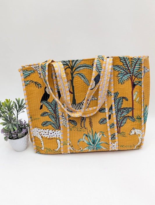 Quilted Tote Bag without zip - 17x18x 6 inches