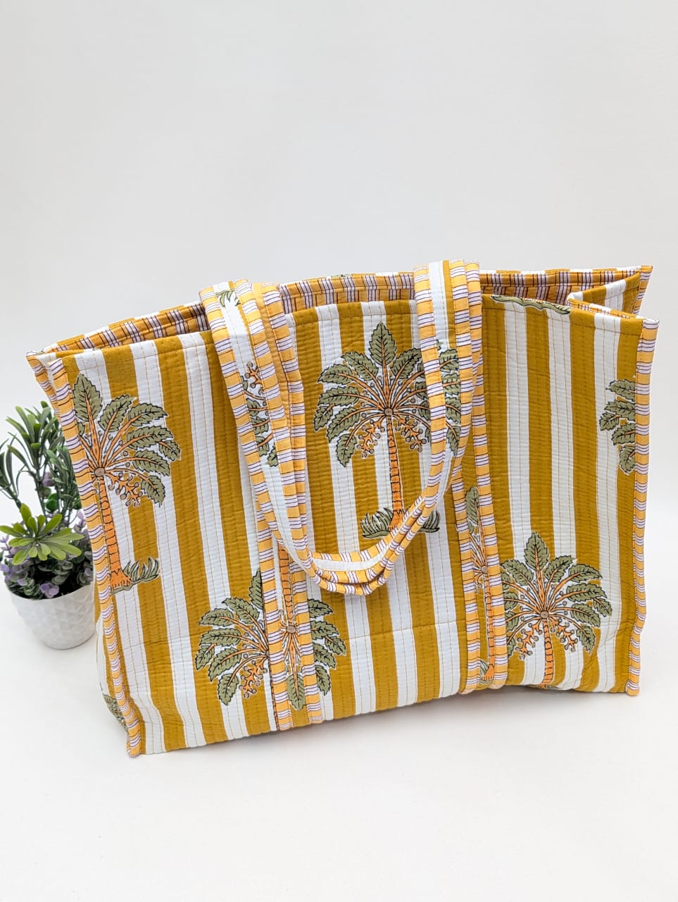 Quilted Tote Bag without zip - 17x18x 6 inches