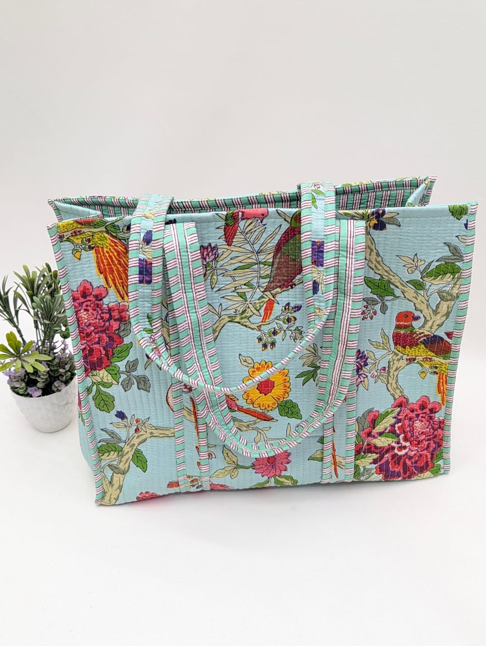 Quilted Tote Bag without zip - 17x18x 6 inches