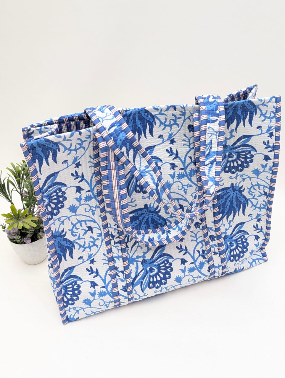 Quilted Tote Bag without zip - 17x18x 6 inches
