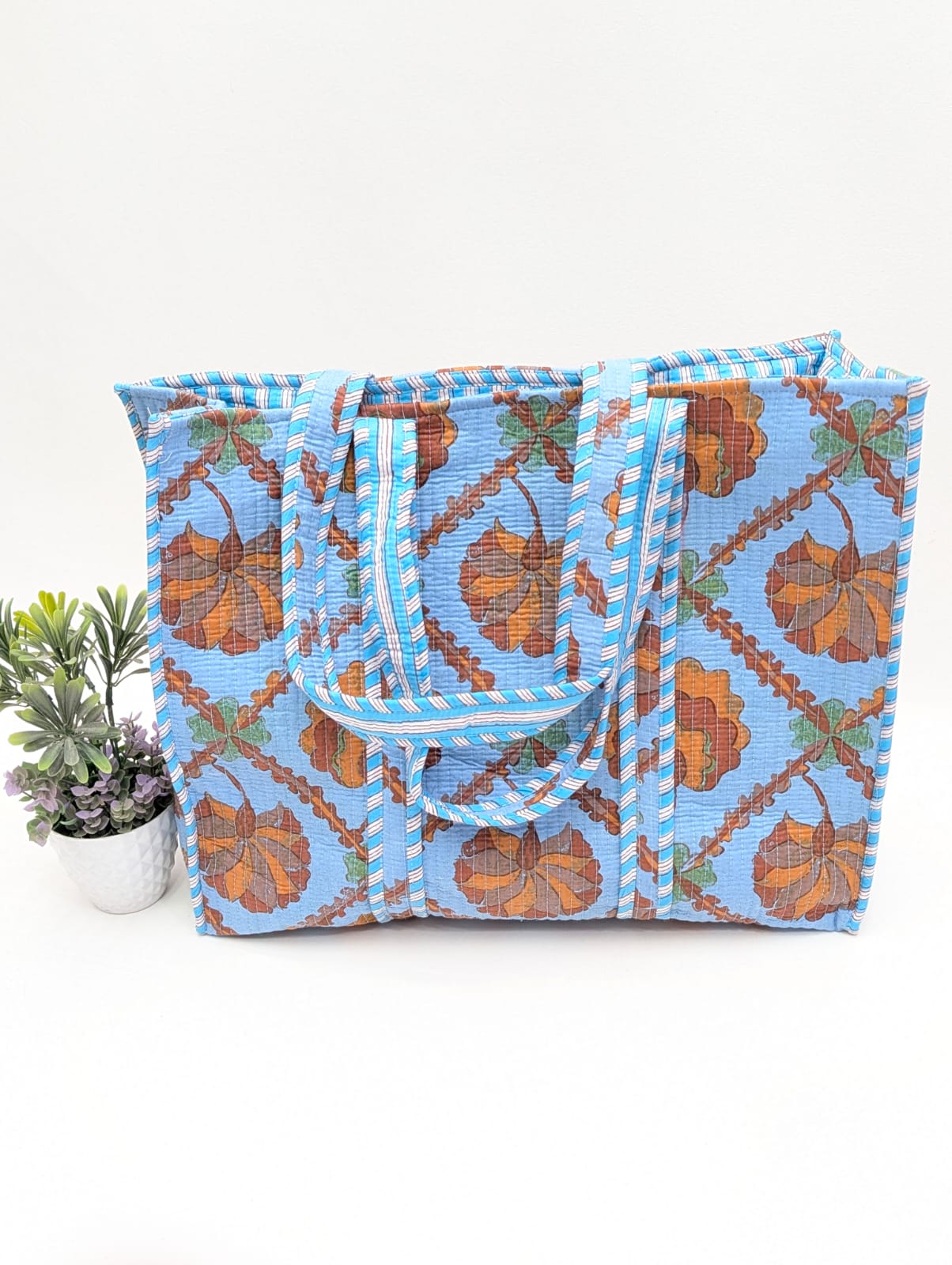 Quilted Tote Bag without zip - 17x18x 6 inches