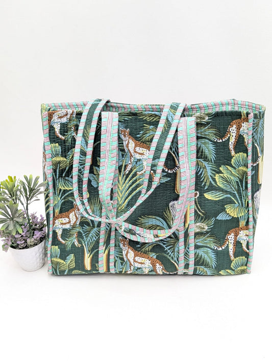 Quilted Tote Bag without zip - 17x18x 6 inches