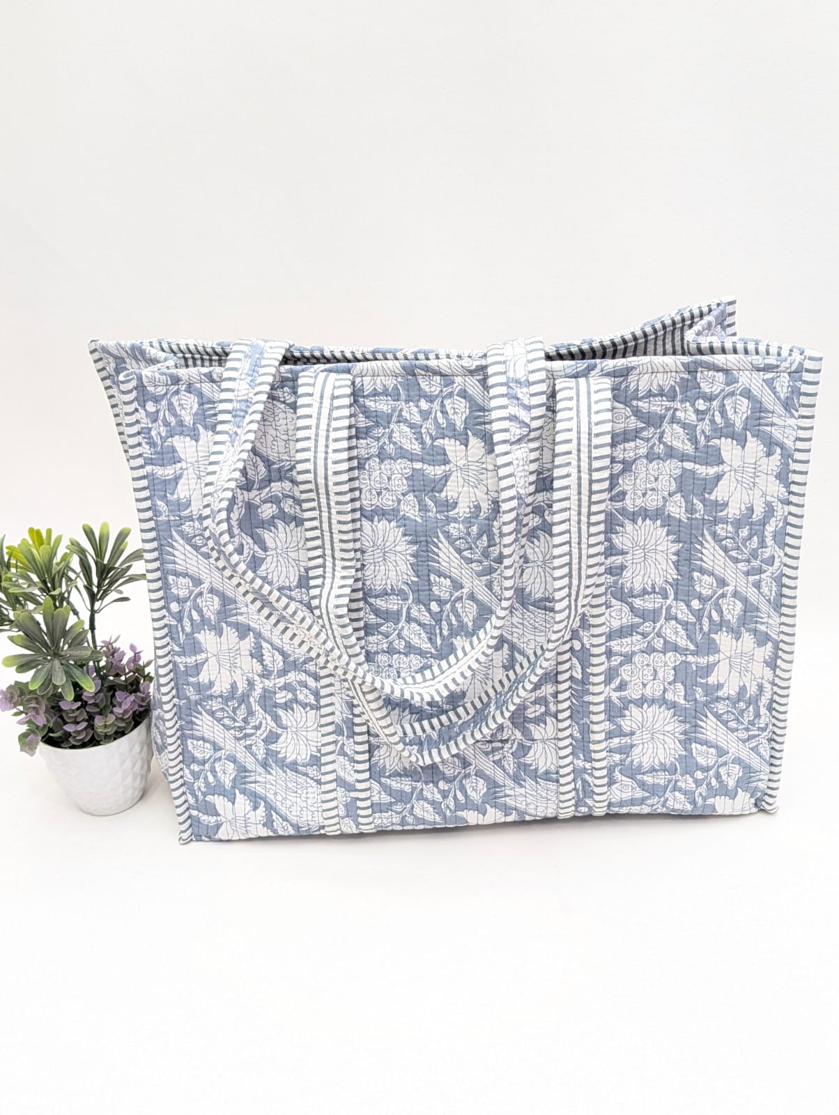 Quilted Tote Bag without zip - 17x18x 6 inches