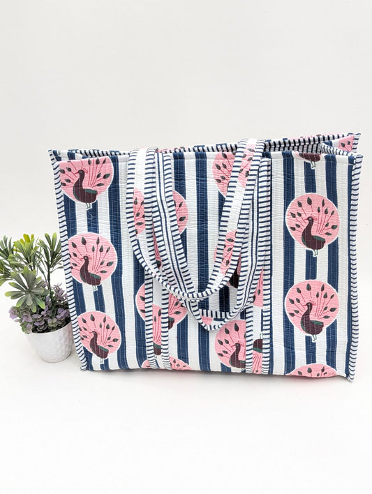 Quilted Tote Bag without zip - 17x18x 6 inches