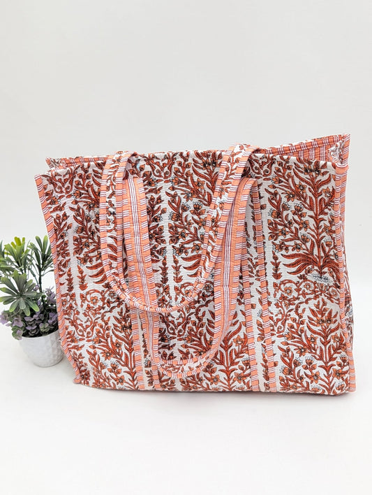 Quilted Tote Bag without zip - 17x18x 6 inches