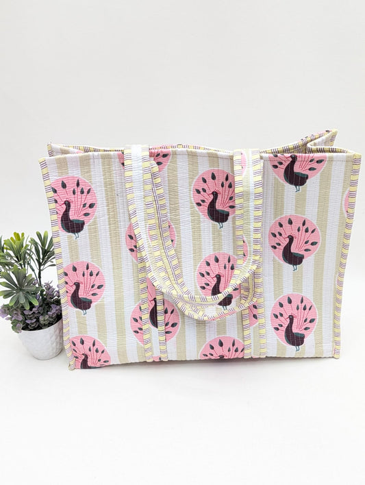 Quilted Tote Bag without zip - 17x18x 6 inches