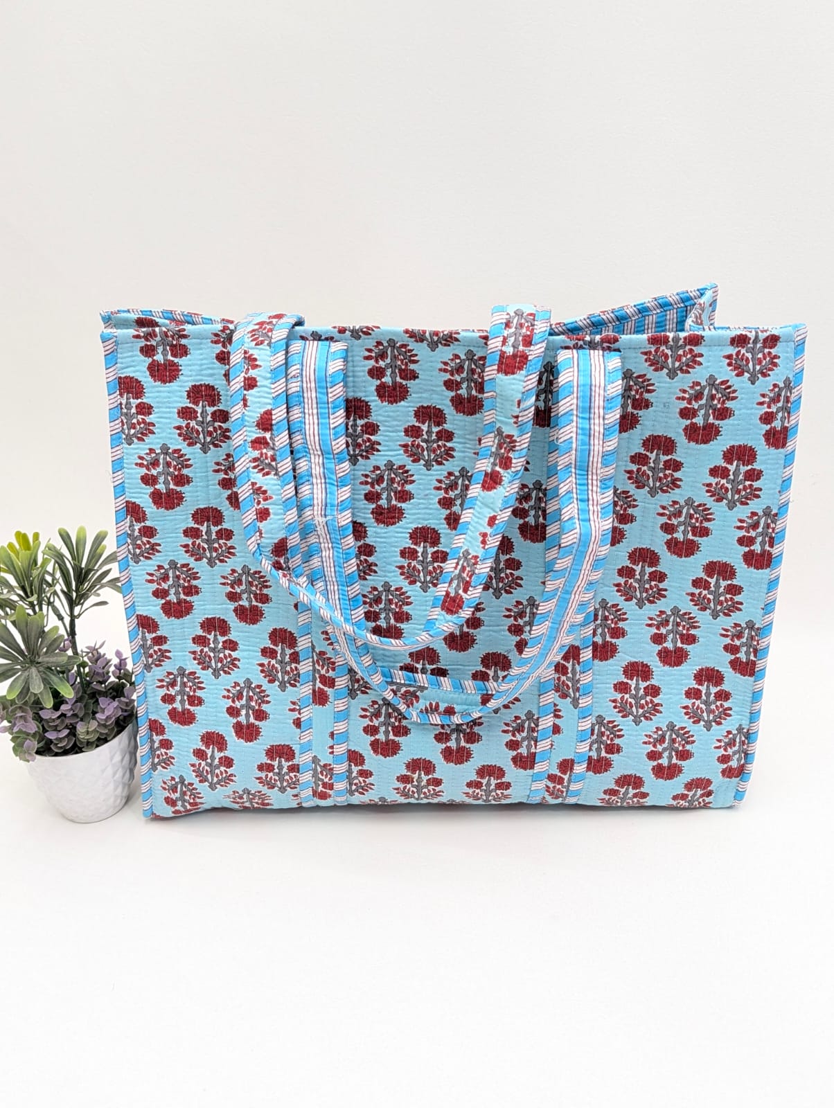 Quilted Tote Bag without zip - 17x18x 6 inches