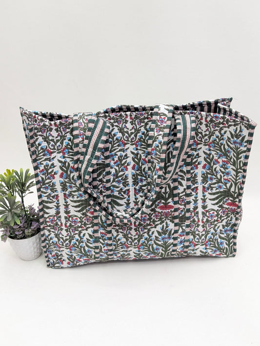 Quilted Tote Bag without zip - 17x18x 6 inches
