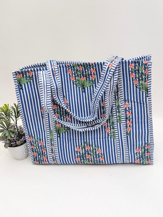 Quilted Tote Bag without zip - 17x18x 6 inches