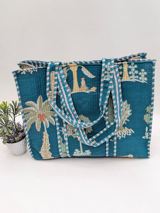 Quilted Tote Bag without zip - 17x18x 6 inches