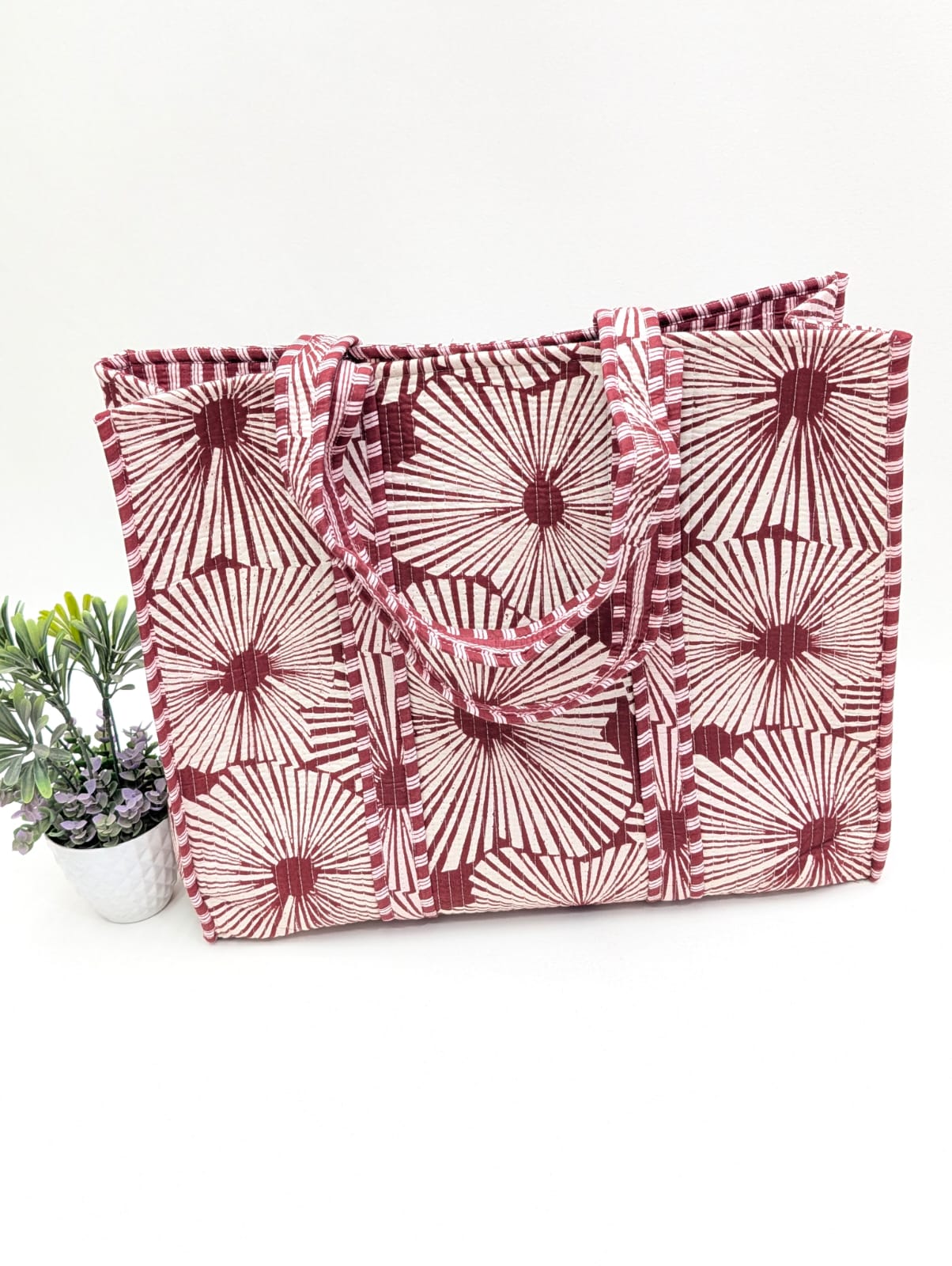 Quilted Tote Bag without zip - 17x18x 6 inches