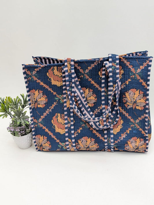 Quilted Tote Bag without zip - 17x18x 6 inches