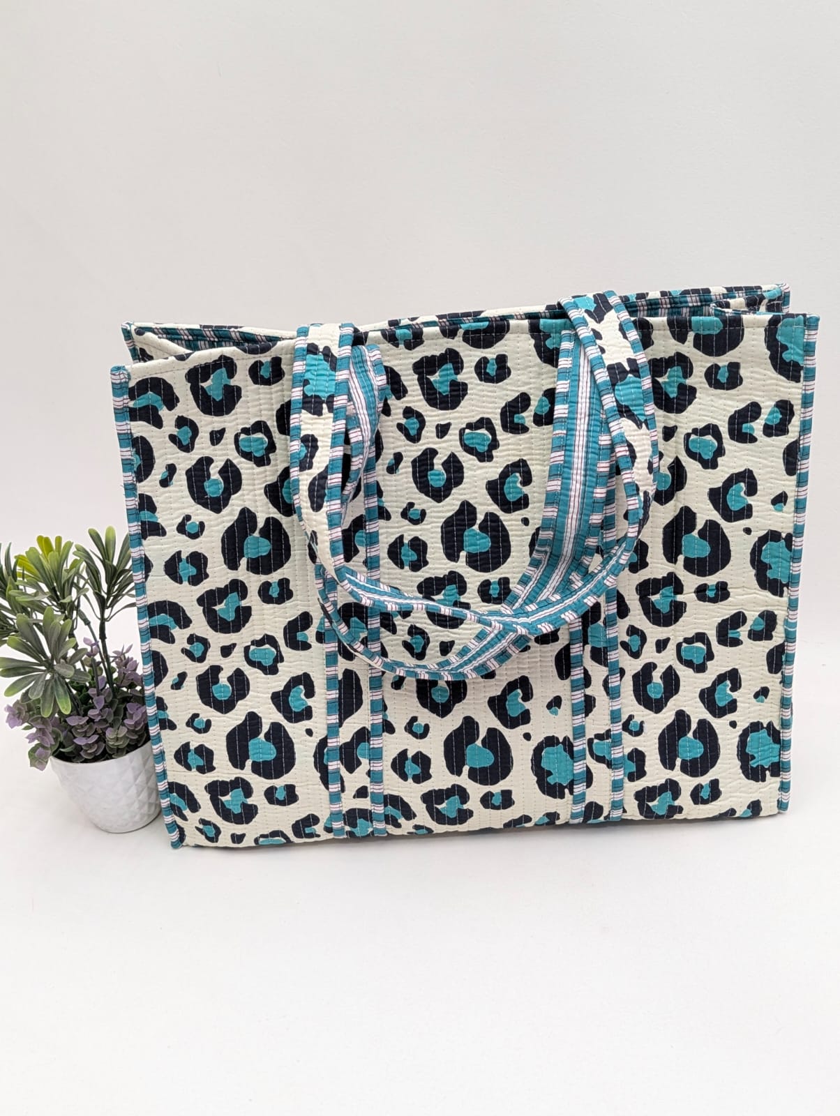 Quilted Tote Bag without zip - 17x18x 6 inches