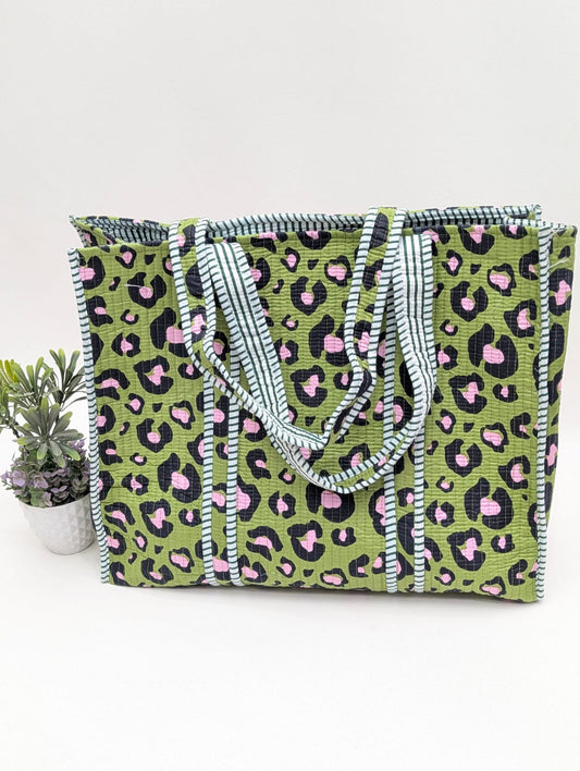 Quilted Tote Bag without zip - 17x18x 6 inches