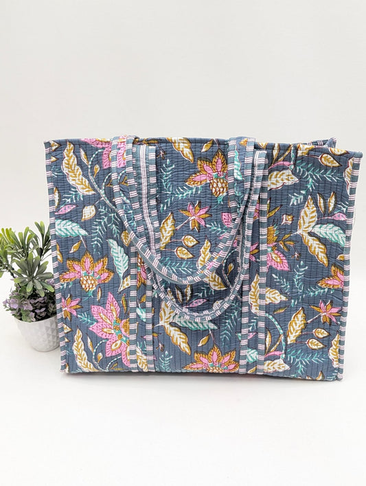 Quilted Tote Bag without zip - 17x18x 6 inches