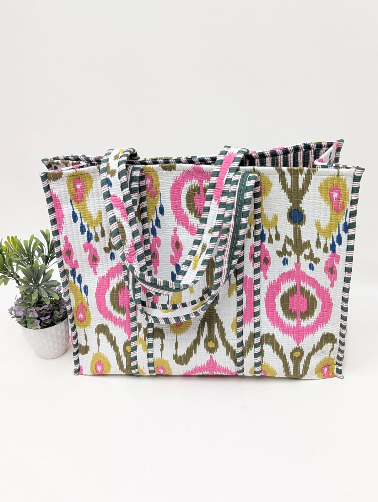 Quilted Tote Bag without zip - 17x18x 6 inches