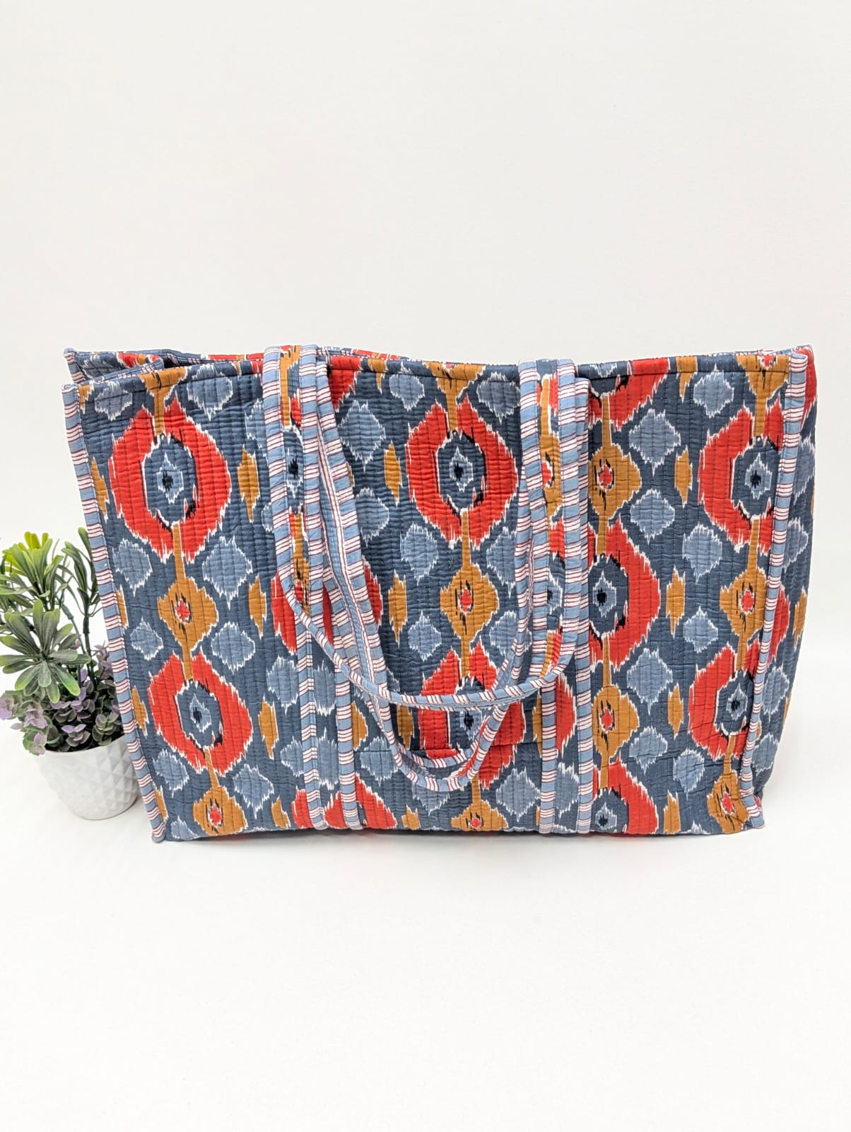 Quilted Tote Bag without zip - 17x18x 6 inches