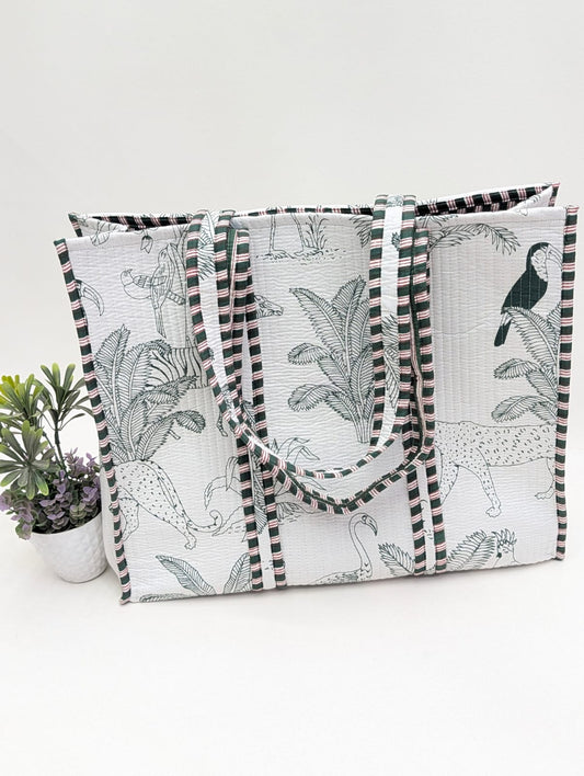 Quilted Tote Bag without zip - 17x18x 6 inches