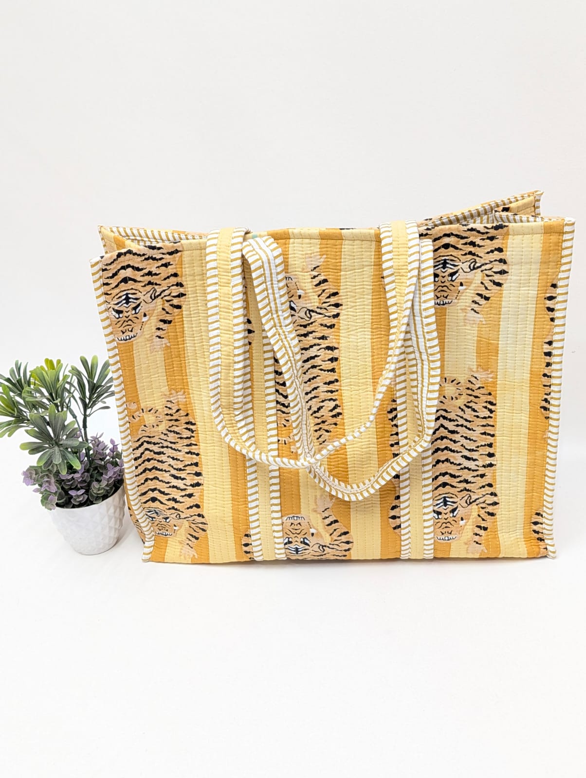 Quilted Tote Bag without zip - 17x18x 6 inches
