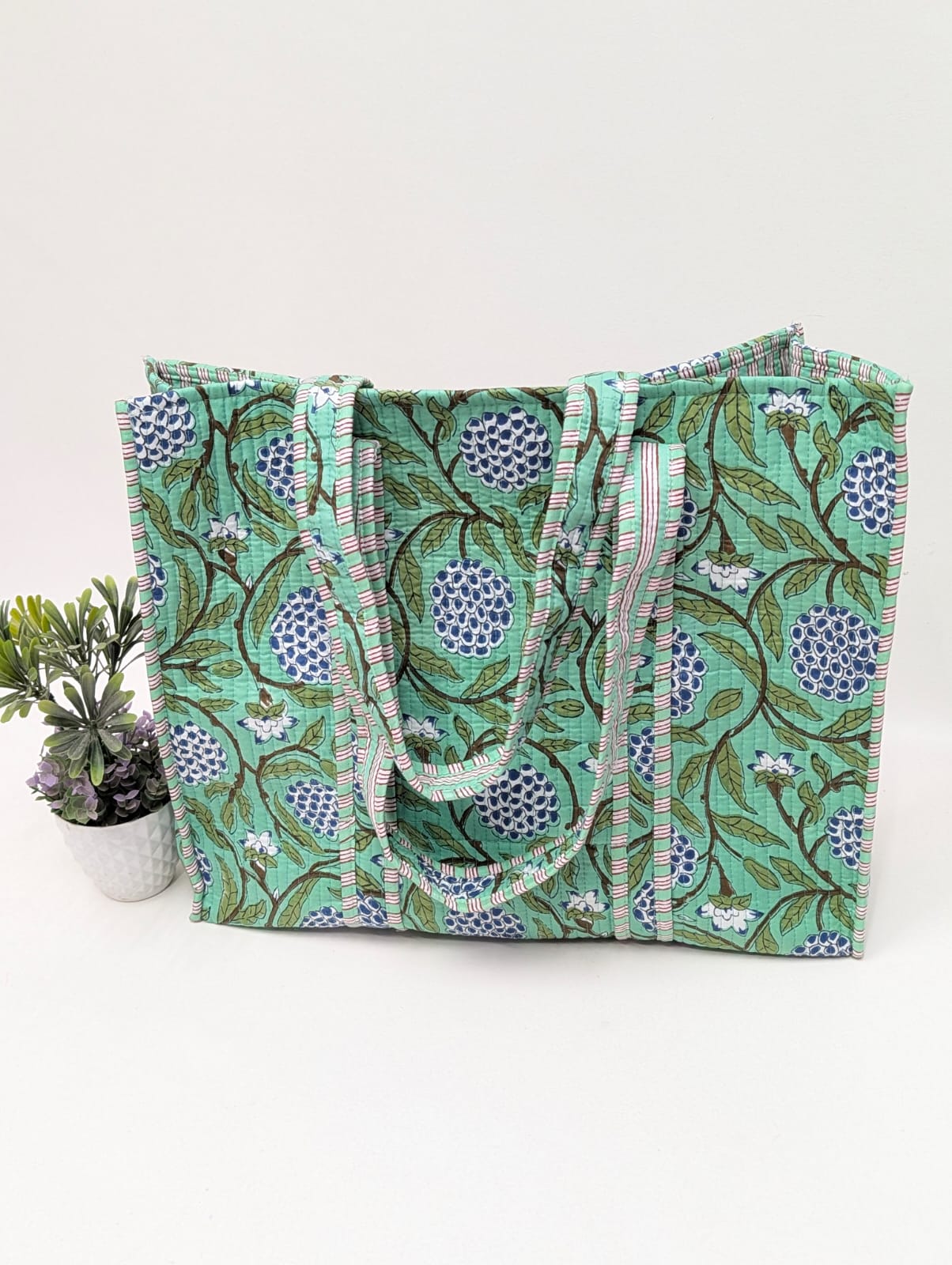 Quilted Tote Bag without zip - 17x18x 6 inches