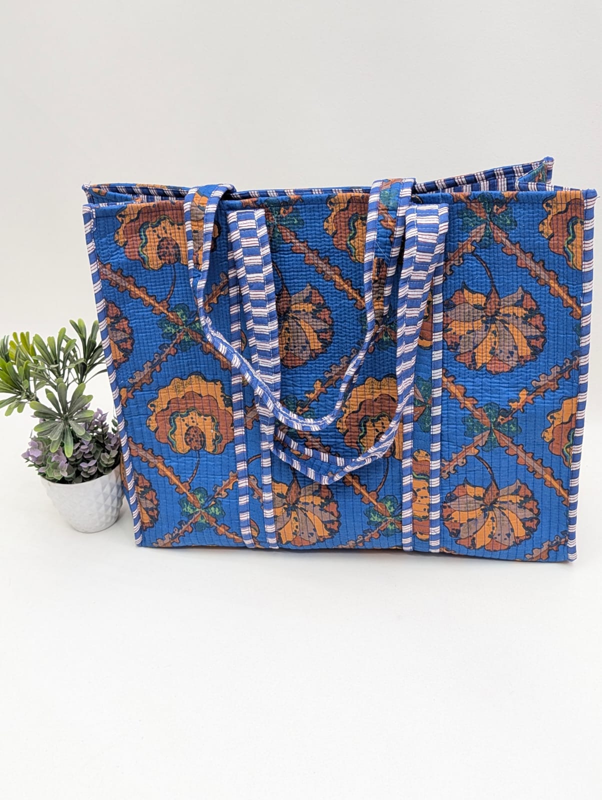 Quilted Tote Bag without zip - 17x18x 6 inches