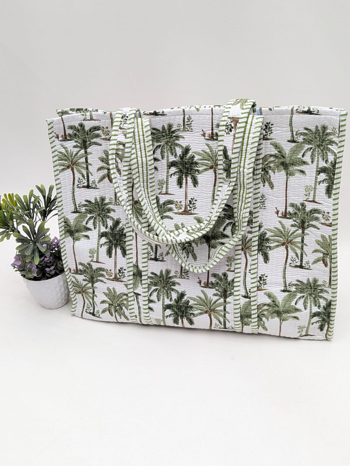 Quilted Tote Bag without zip - 17x18x 6 inches