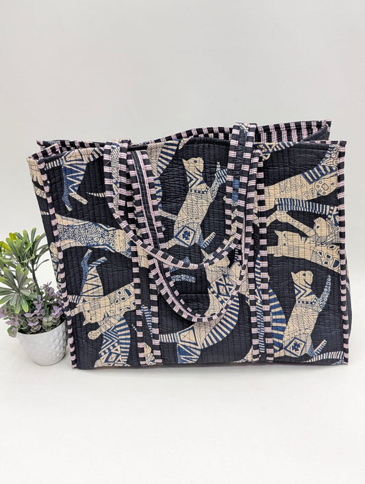 Quilted Tote Bag without zip - 17x18x 6 inches