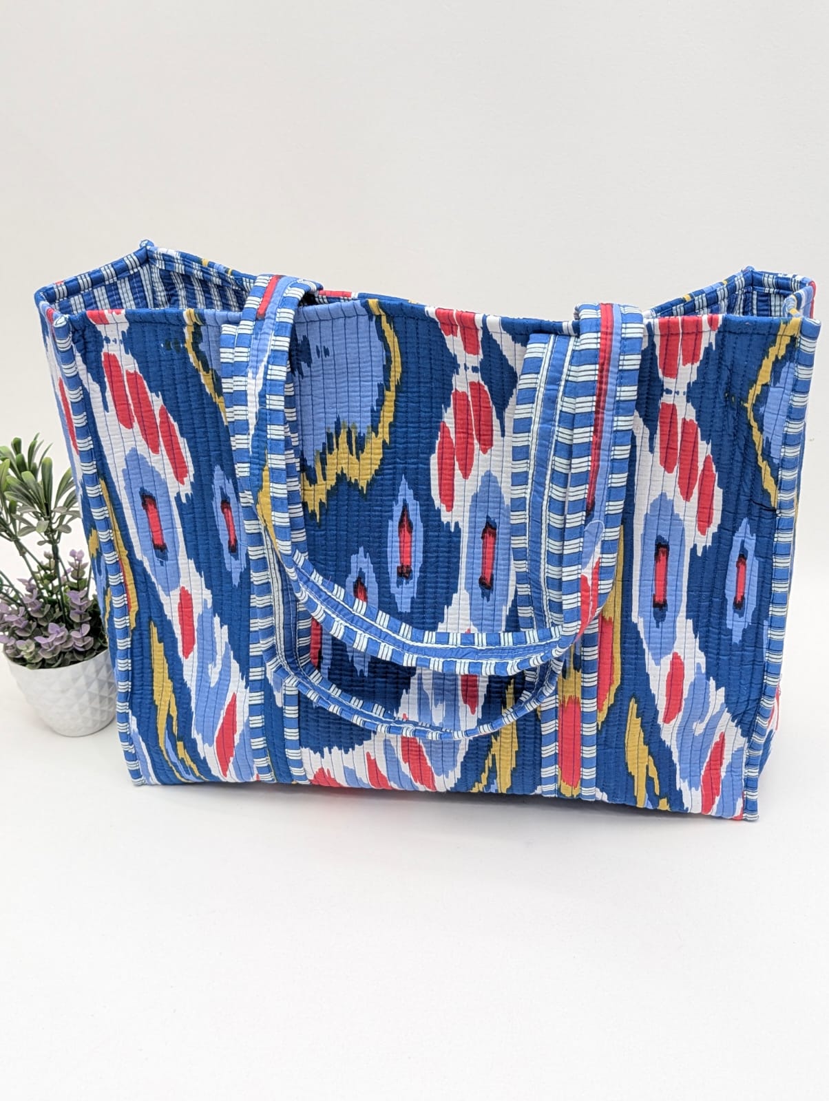Quilted Tote Bag without zip - 17x18x 6 inches