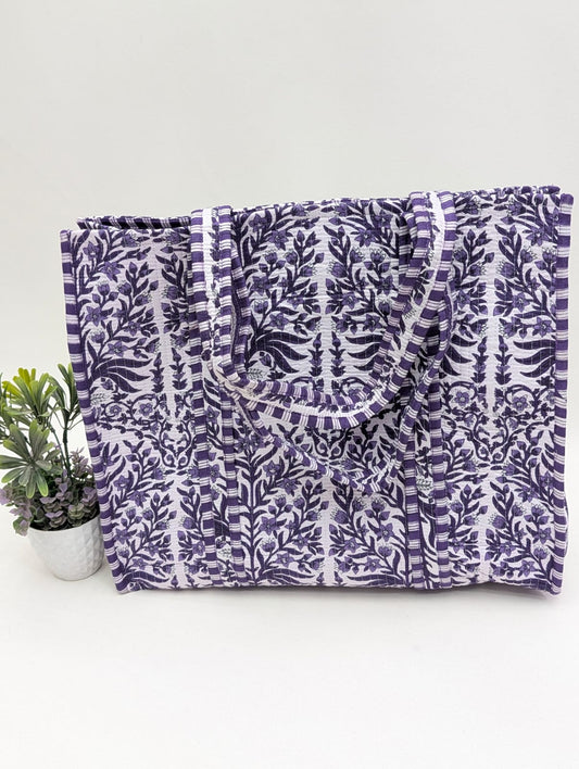 Quilted Tote Bag without zip - 17x18x 6 inches