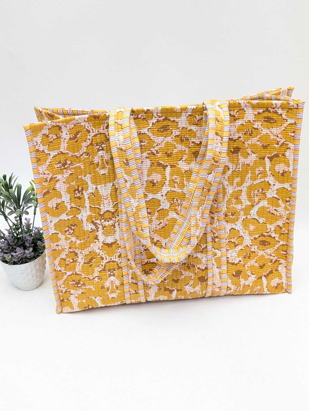 Quilted Tote Bag without zip - 17x18x 6 inches