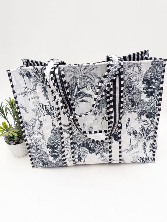 Quilted Tote Bag without zip - 17x18x 6 inches