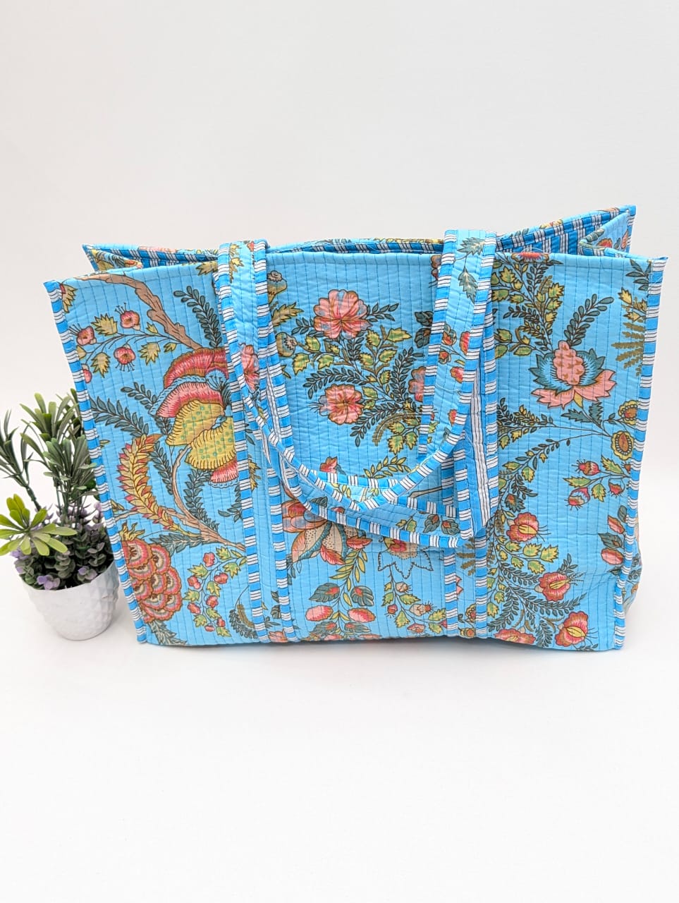 Quilted Tote Bag without zip - 17x18x 6 inches