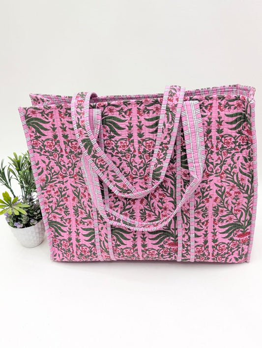 Quilted Tote Bag without zip - 17x18x 6 inches