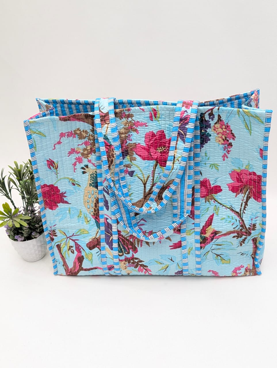Quilted Tote Bag without zip - 17x18x 6 inches