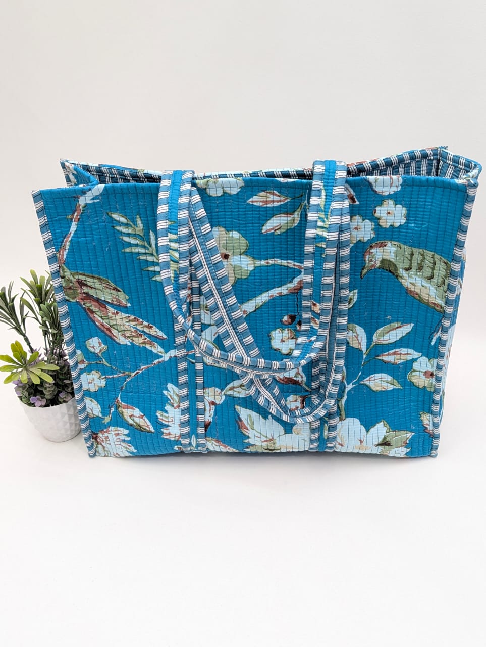 Quilted Tote Bag without zip - 17x18x 6 inches