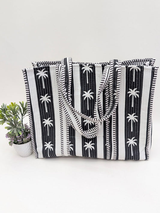 Quilted Tote Bag without zip - 17x18x 6 inches