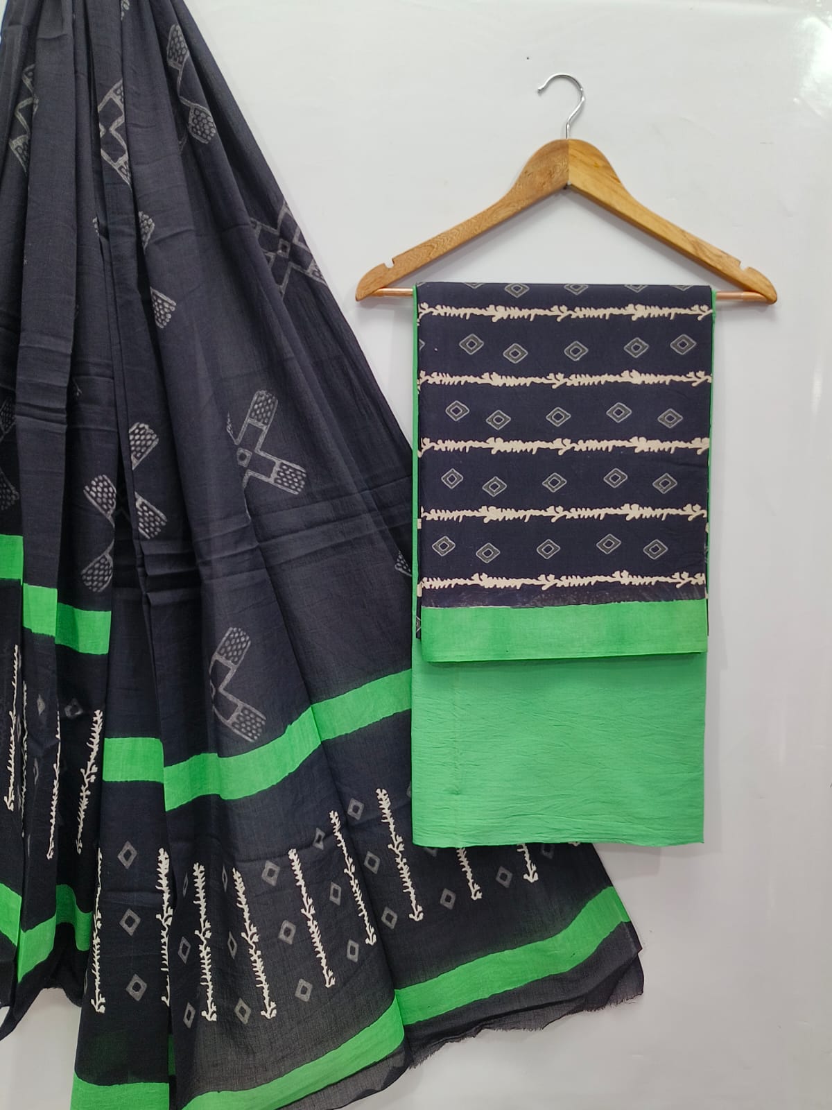 Tie Die / Shibori Cotton Salwar Suit Set with Cotton Dupatta  - TSPSMGB1