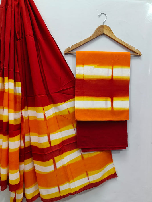 Tie Die / Shibori Cotton Salwar Suit Set with Cotton Dupatta  - TSPSMGB3