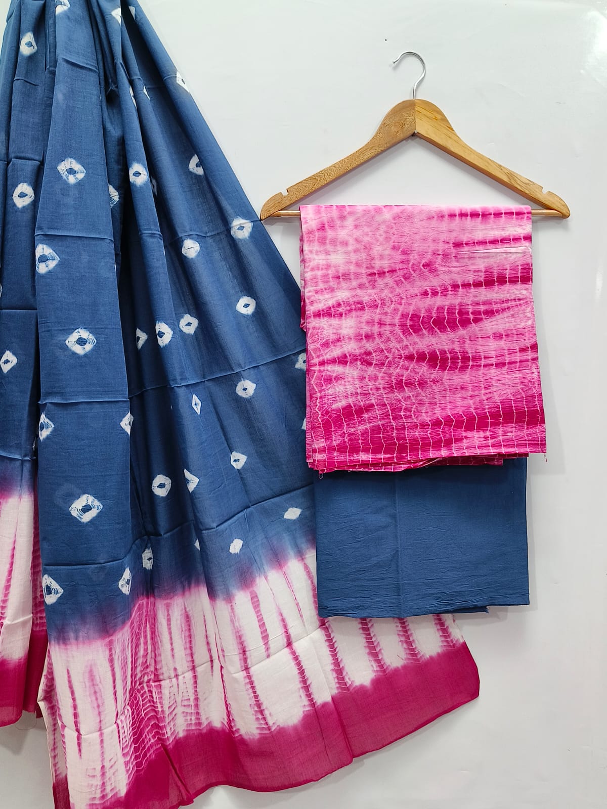 Tie Die / Shibori Cotton Salwar Suit Set with Cotton Dupatta  - TSPSMGB7