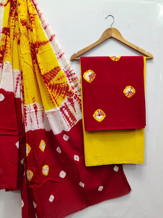Tie Die / Shibori Cotton Salwar Suit Set with Cotton Dupatta  - TSPSMGB9