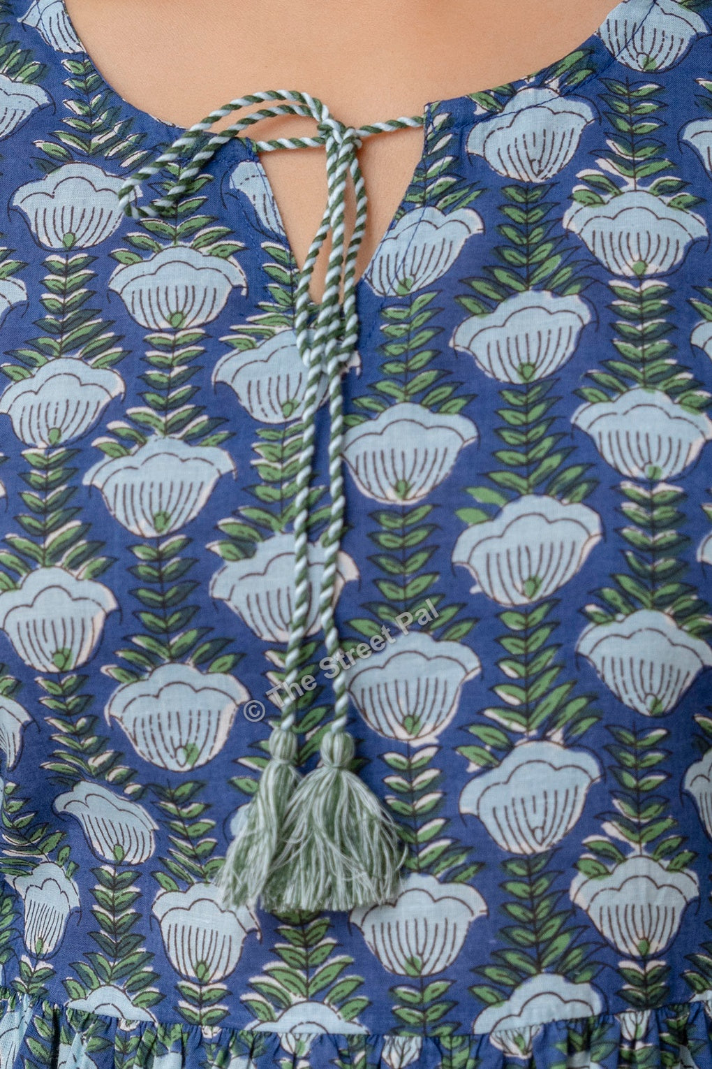 Hand Block Cotton Short Kurti – Indigo Blue Buta Print