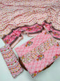 Tie Work Hand Block Suit Set with Cotton Dupatta