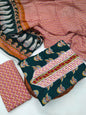 Tie Work Hand Block Suit Set with Cotton Dupatta