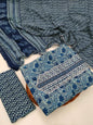 Tie Work Hand Block Suit Set with Cotton Dupatta