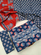 Tie Work Hand Block Suit Set with Cotton Dupatta